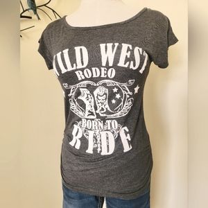 Women's Free Kisses "Wild West" Ruched Sided Fitted T-Shirt size S